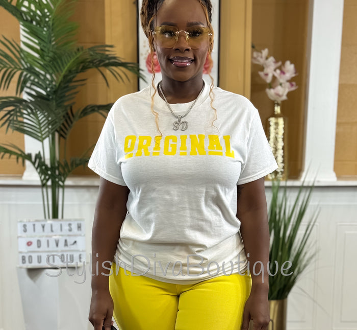 ORIGINAL Signature Graphic Tee (White Shirt/Yellow Print)