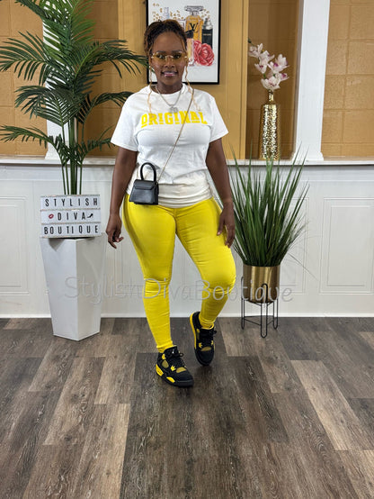 ORIGINAL Signature Graphic Tee (White Shirt/Yellow Print)