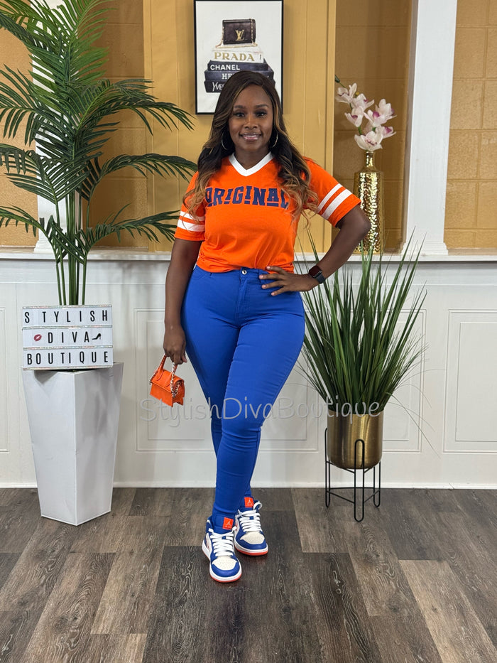 ORIGINAL Varsity Tee (Orange/Royal Blue)