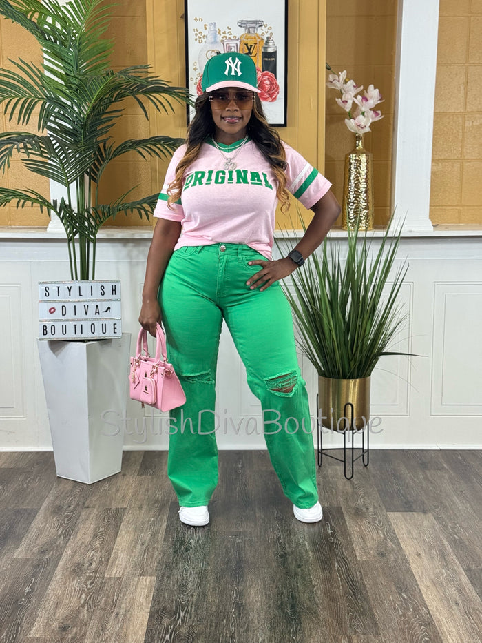 ORIGINAL Varsity Tee (Pink/Green)