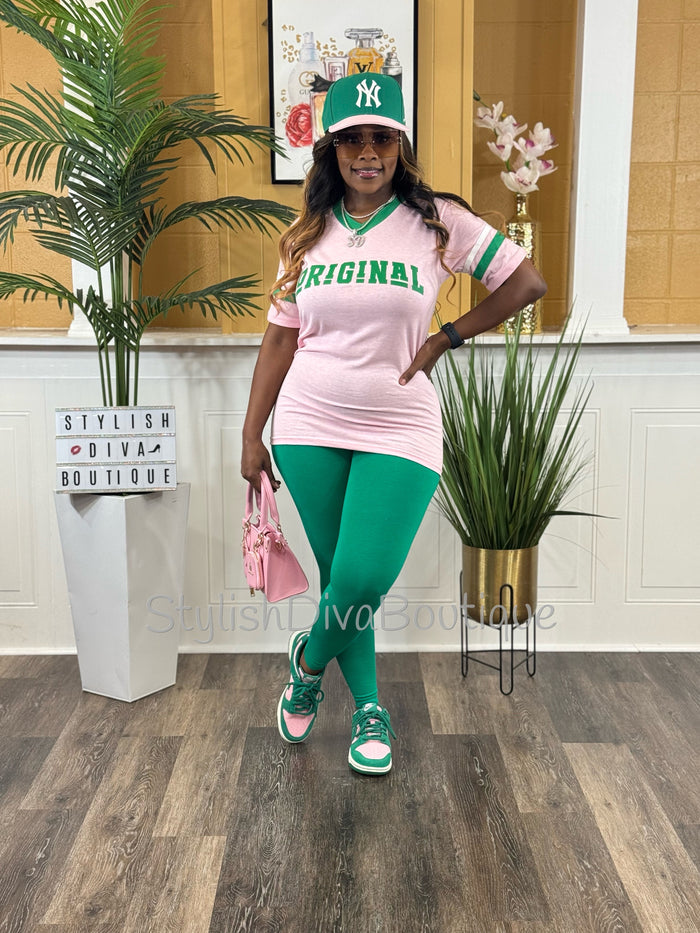 ORIGINAL Varsity Tee (Pink/Green)