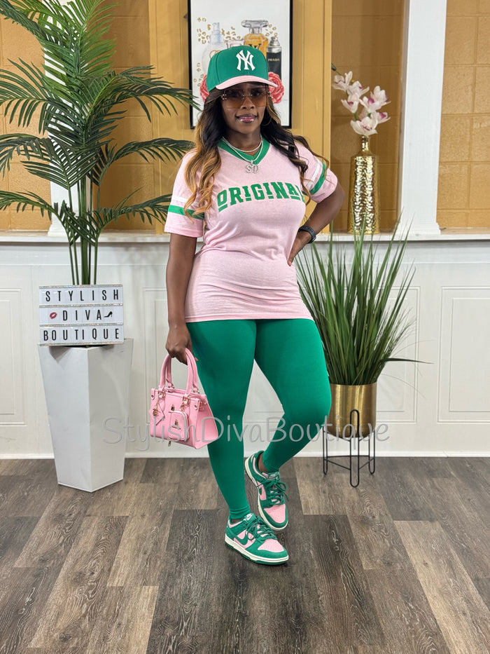ORIGINAL Varsity Tee (Pink/Green)