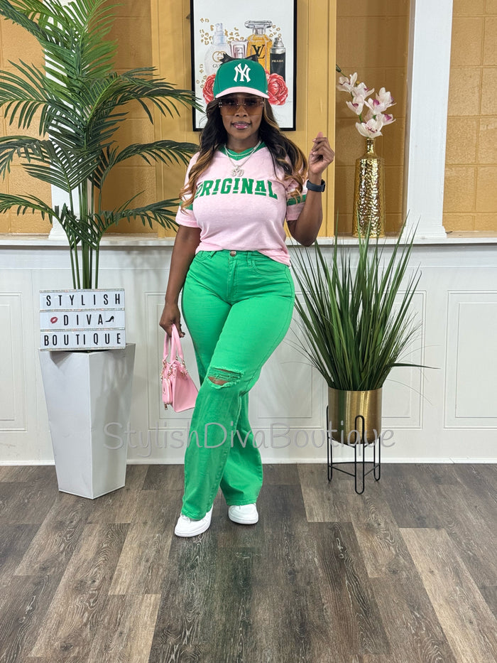 ORIGINAL Varsity Tee (Pink/Green)