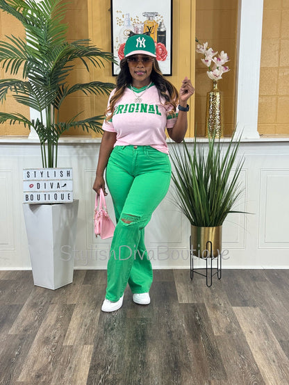 ORIGINAL Varsity Tee (Pink/Green)