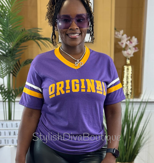 ORIGINAL Varsity Tee (Purple/Gold/White)