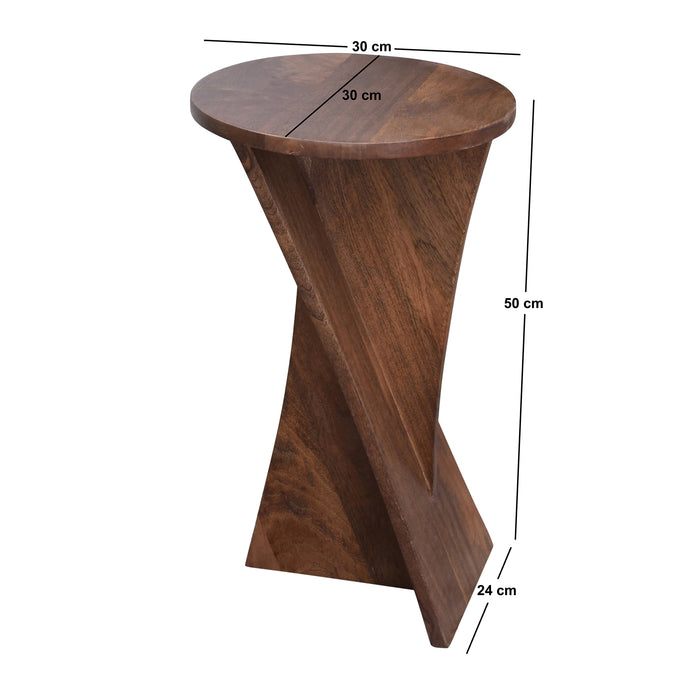 PATNA - Table d'appoint bout de canapé en bois de manguier foncé