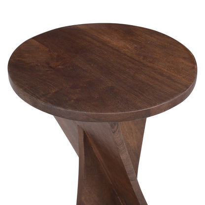 PATNA - Table d'appoint bout de canapé en bois de manguier foncé