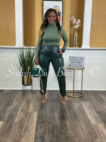 Premium Mock Neck Top up to 3XL (Lt Olive)