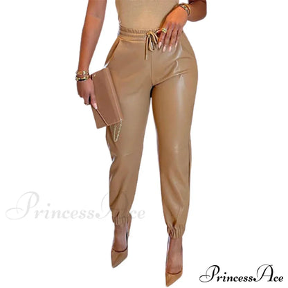 PU Leather Fashion Elegant Office Pants