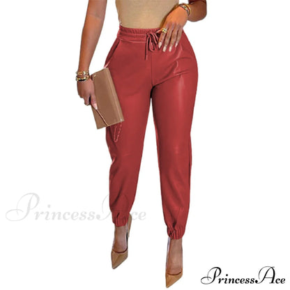 PU Leather Fashion Elegant Office Pants