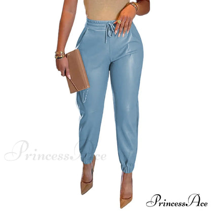 PU Leather Fashion Elegant Office Pants
