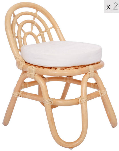 PULAU - Lot de 2 chaises pour enfants en rotin naturel