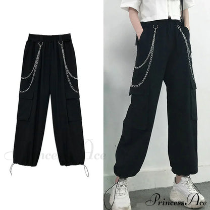 Punk Black Female Joggers Cargo Pants