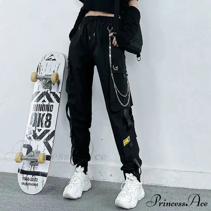 Punk Black Female Joggers Cargo Pants