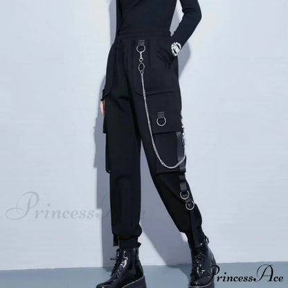 Punk Black Female Joggers Cargo Pants