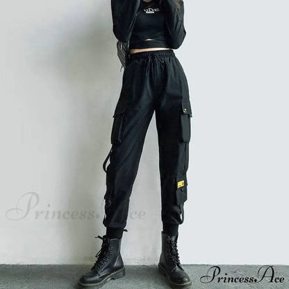 Punk Black Female Joggers Cargo Pants