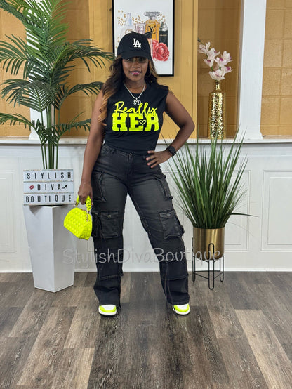 Really HER Graphic Tee (Neon Yellow Print)