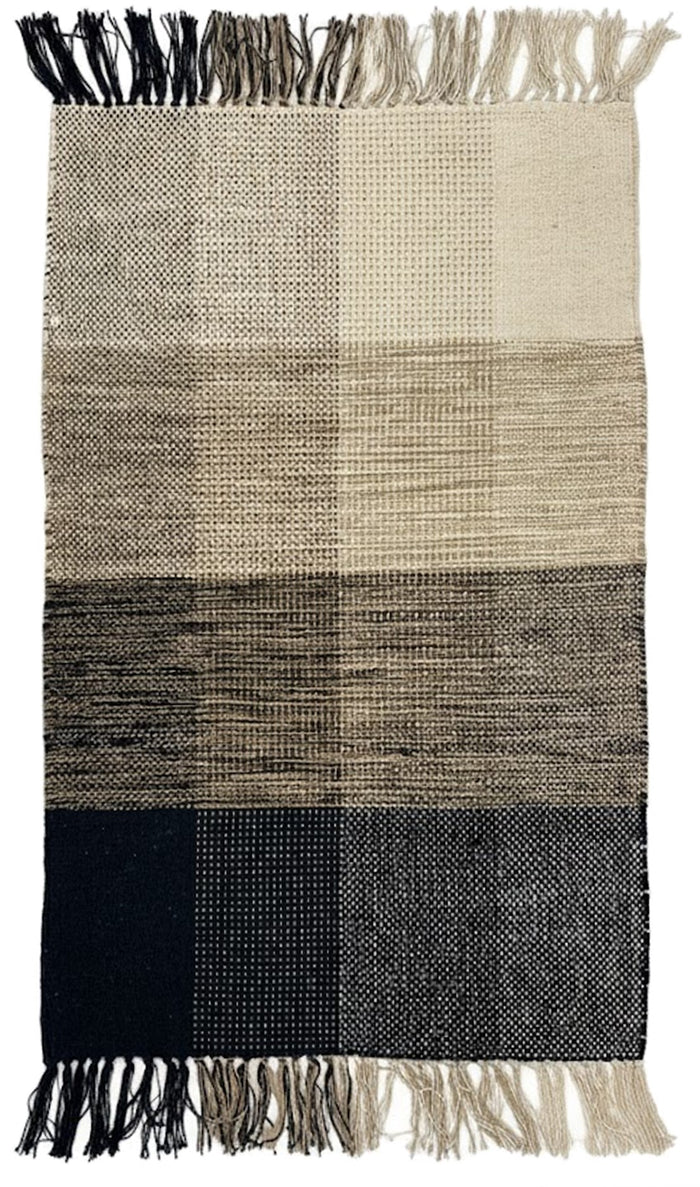 REISA - Tapis rectangulaire en coton avec motifs marrons et écrus 120 x 180 cm