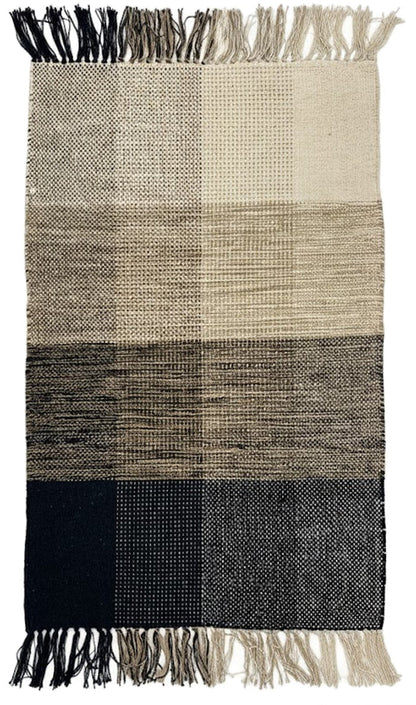 REISA - Tapis rectangulaire en coton avec motifs marrons et écrus 120 x 180 cm
