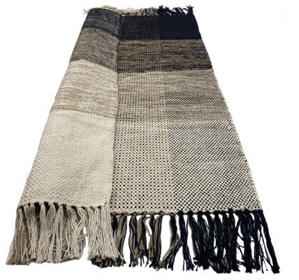 REISA - Tapis rectangulaire en coton avec motifs marrons et écrus 120 x 180 cm