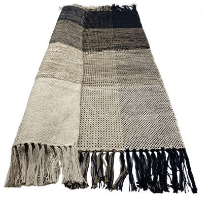 REISA - Tapis rectangulaire en coton avec motifs marrons et écrus 120 x 180 cm