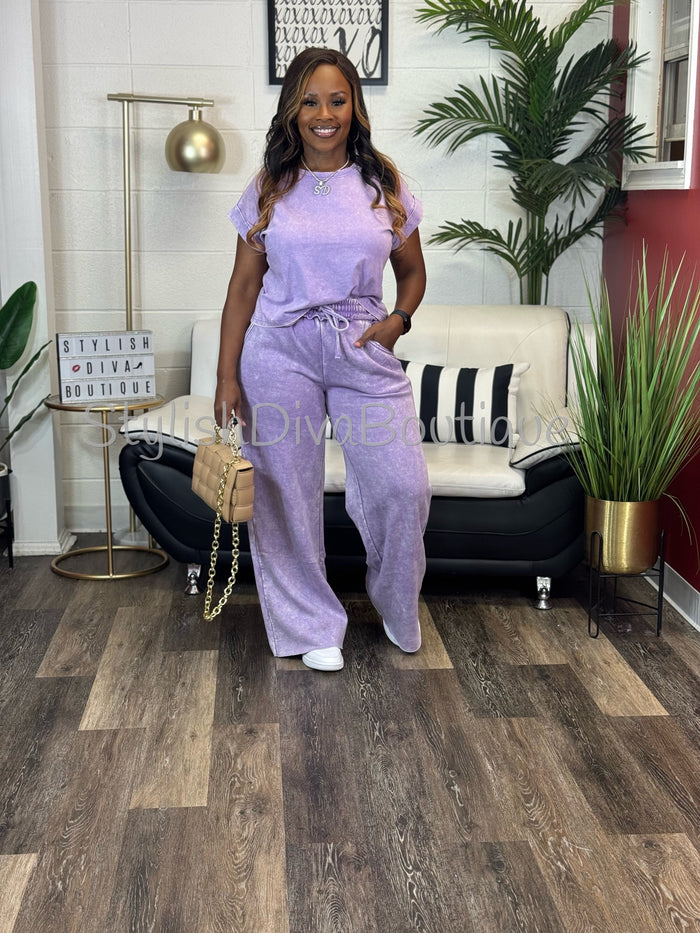 Relaxed & Ready Acid Wash Set (Lavender)