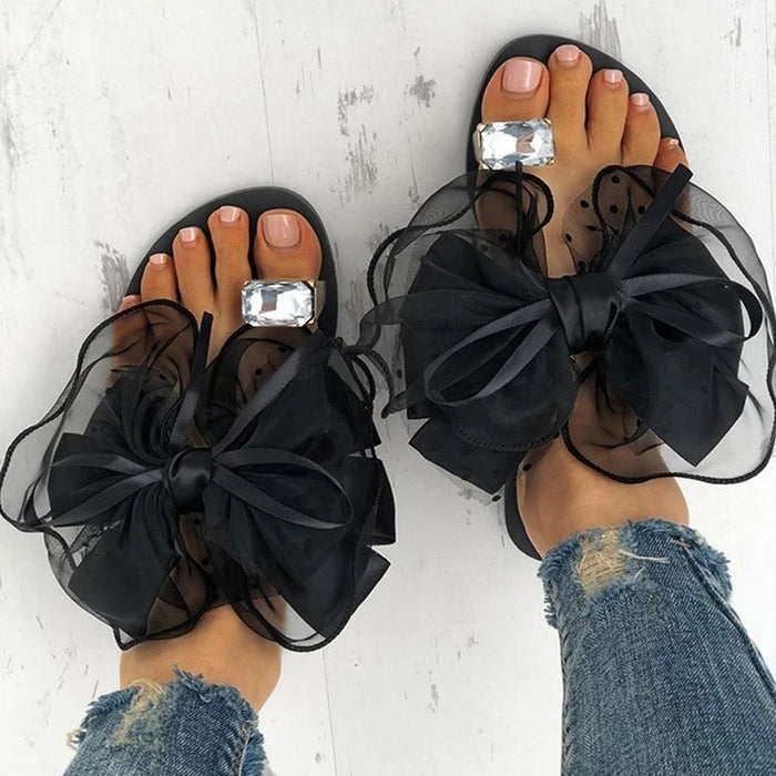Rhinestone Ring Toe Flats- Sansa Costa