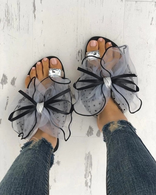 Rhinestone Ring Toe Flats- Sansa Costa