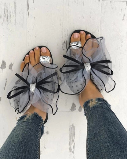 Rhinestone Ring Toe Flats- Sansa Costa