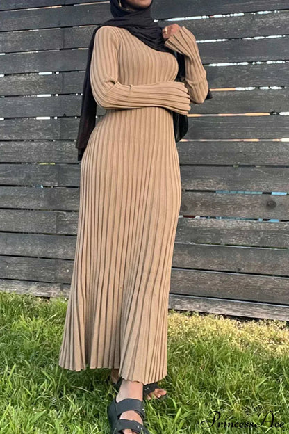 Ribbed Knit Tie Waist Dress