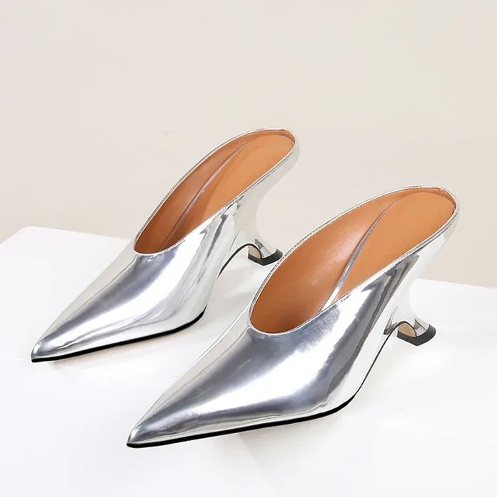 "Rocket" Mule Kitten Heel Mule  Pumps Inspired By Bottega Veneta