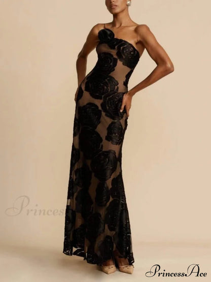 Rose 3D Floral Maxi Dress