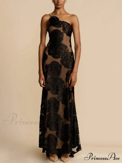 Rose 3D Floral Maxi Dress