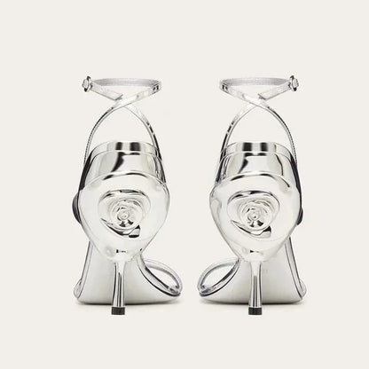 "Roserouche" Flower High Heel Sandals Inspired by Valentino Garavani