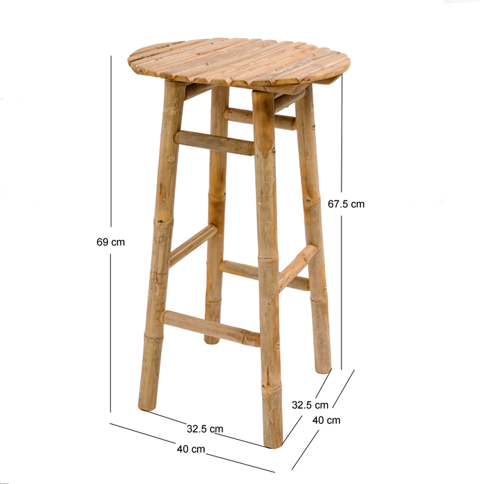 SAMARINA - Lot de 2 tabourets de bar en bois de bambou massif