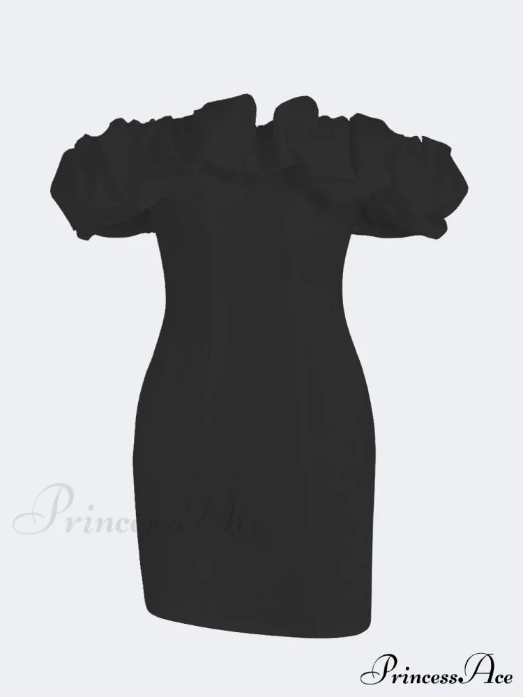 Satin Ruffled Stylish Strapless Mini Dress