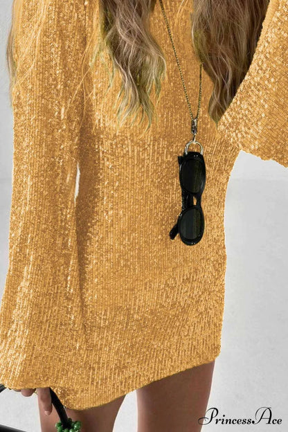 Sequins Flare Sleeve Dress
