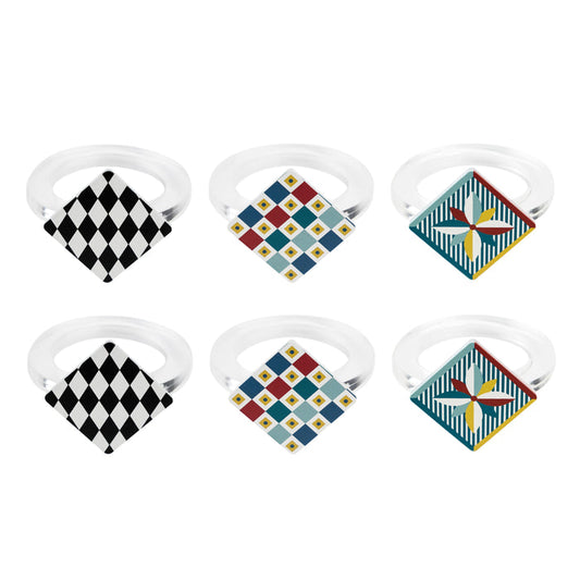 Set 6 Rhombus Napkin Rings Decor