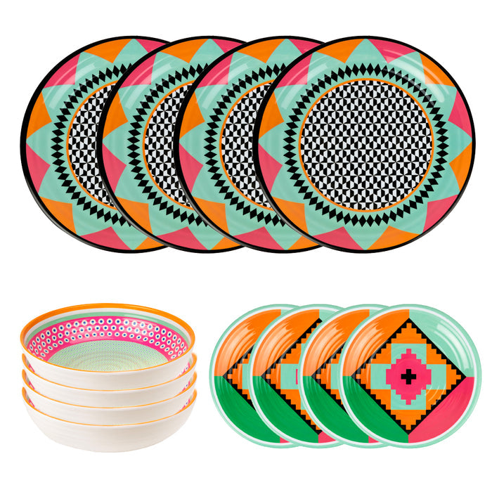 Set of 12 Plates Ethnic