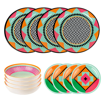 Set of 12 Plates Ethnic