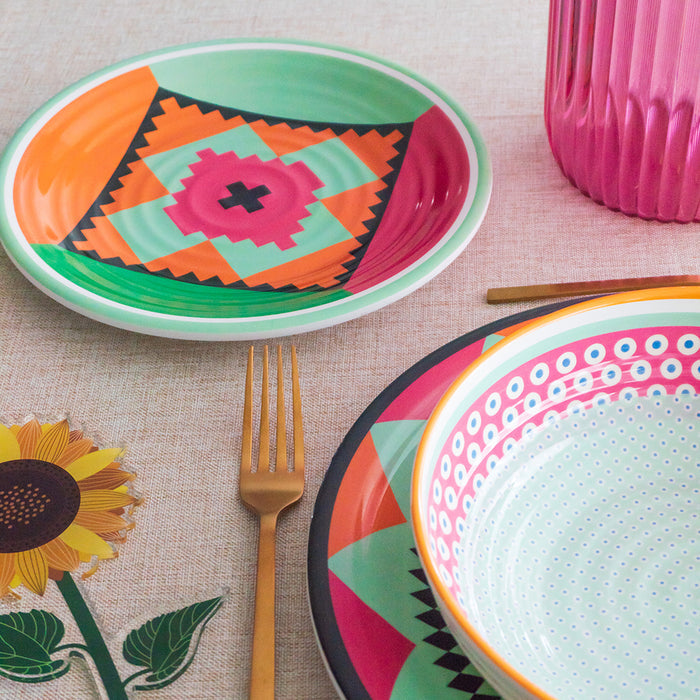 Set of 12 Plates Ethnic