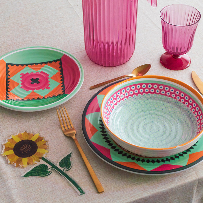 Set of 12 Plates Ethnic