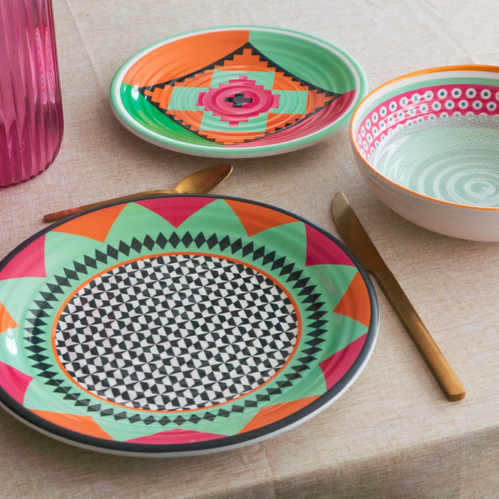 Set of 12 Plates Ethnic