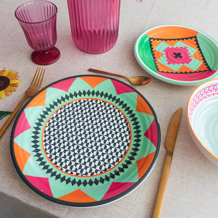 Set of 12 Plates Ethnic