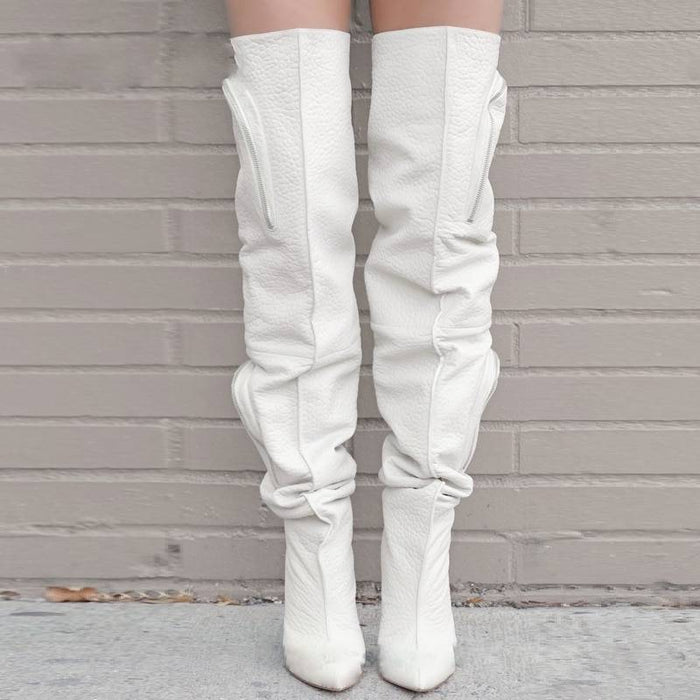 Pocket Thigh High Boots - Sansa Costa