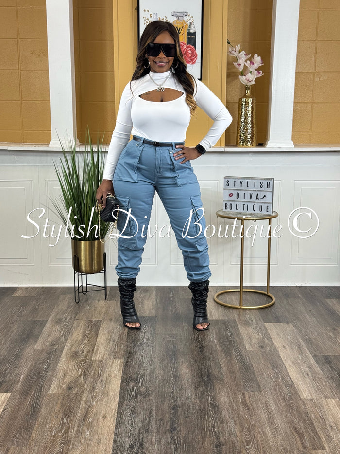 Sienna Cargo Joggers (Cool Blue)
