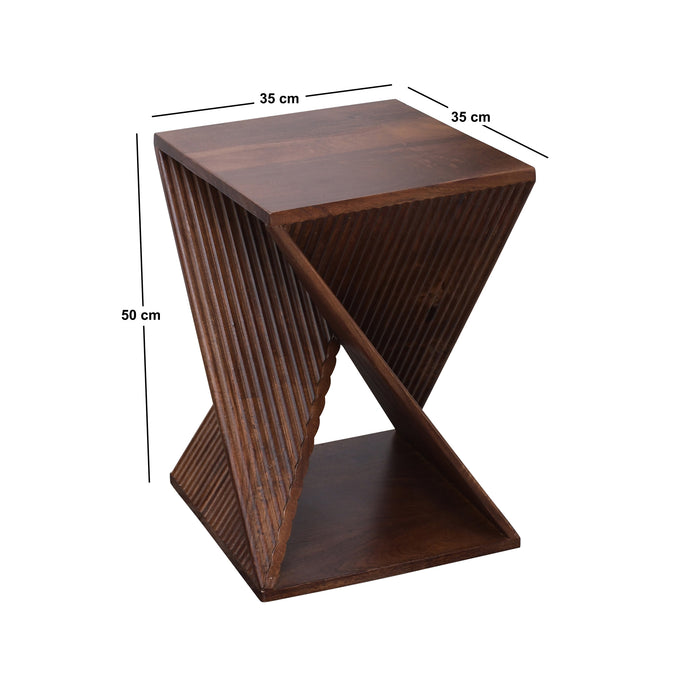 SIMIA - Table appoint bout de canapé en bois de manguier foncé