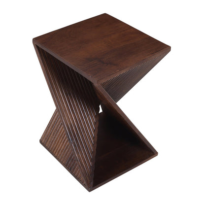 SIMIA - Table appoint bout de canapé en bois de manguier foncé