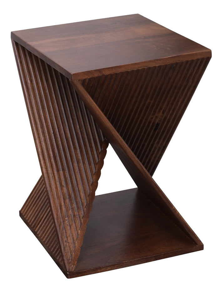 SIMIA - Table appoint bout de canapé en bois de manguier foncé