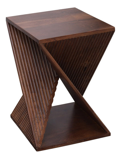 SIMIA - Table appoint bout de canapé en bois de manguier foncé